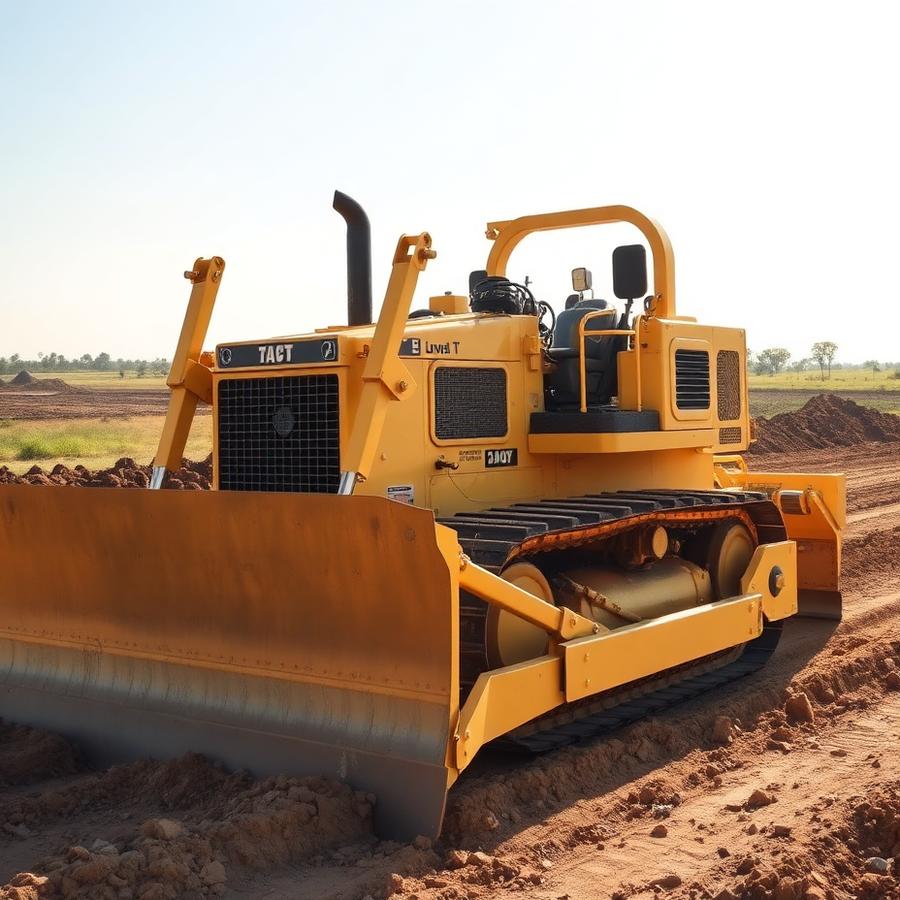 Máquina realizando preparação e terraplanagem de terreno