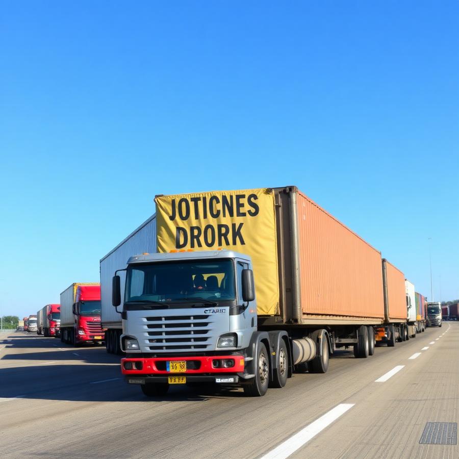 Frota de caminhões de transporte rodoviário